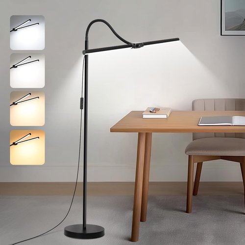 LED Floor Lamp - 18W/2000LM Bright Reading Light | Adjustable Gooseneck, Eye-Caring Design for Home & Office