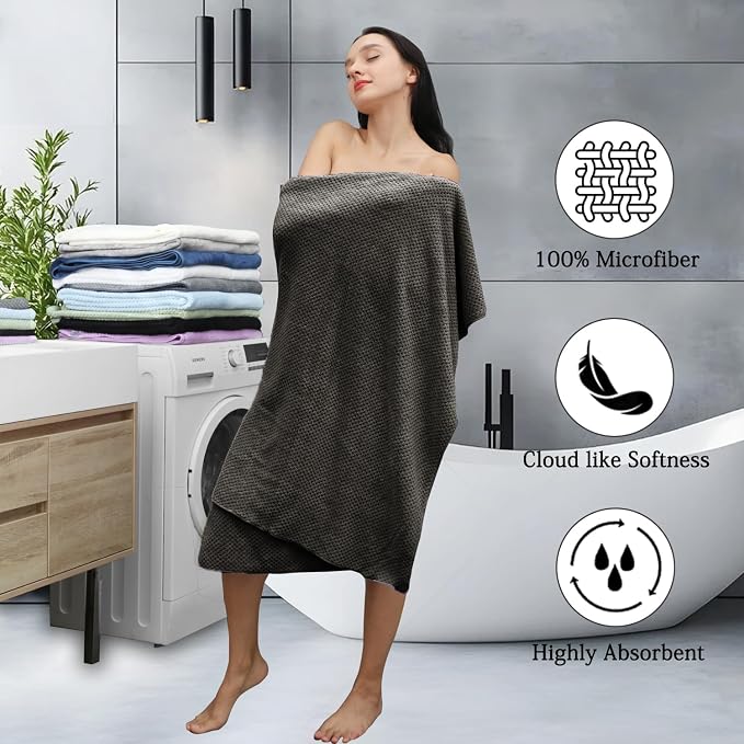 Extra Large Bath Towels Set 35x70 Inches - Dark Coffee Luxury 600 GSM Oversized Bath Sheet Towel,Ultra Soft Microfiber - Quick Dry,Highly Absorbent Shower Towels Spa Hotel Bathroom Towel Set (4-Pack)