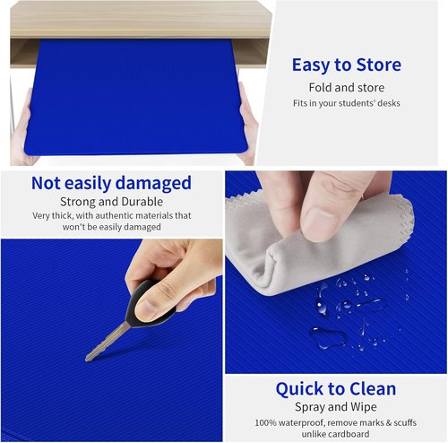 Skiennix 6-Pack Blue Desk Dividers - Durable Waterproof Privacy Shields for Students | Classroom Supplies
