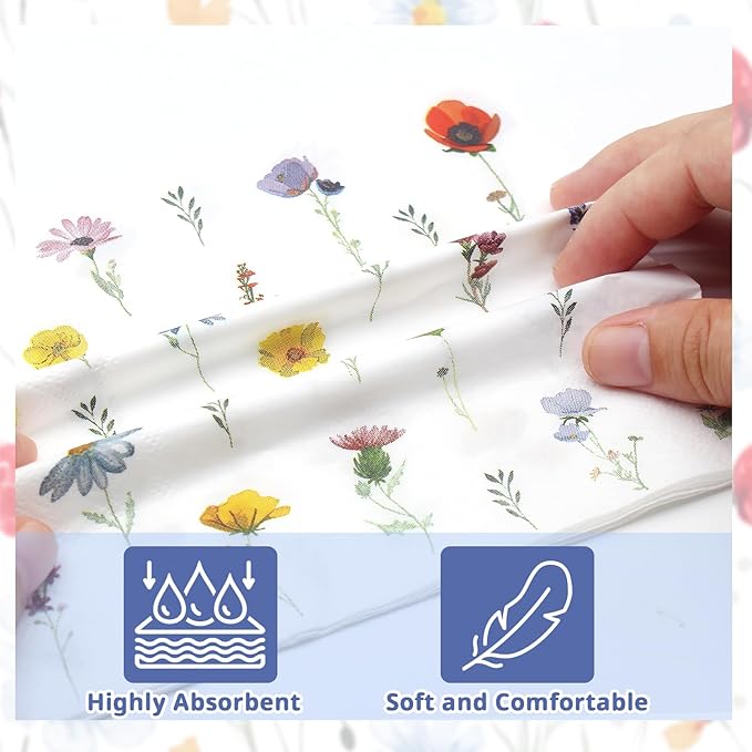 T-Antrix 40 Pcs Wildflower Plates And Napkins Party Supplies, Disposable Floral Wildflower Tableware Set for Spring Summer Picnic Wedding Birthday Tea Party Decoration Baby Shower Serves 20