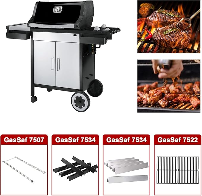GasSaf 21.5 Flavorizer Bars 7534 for Weber Spirit 200, E/S200 E/S-210, Spirit 500, Genesis Silver A with Side 2-Burner Grills, 5-Pack Black Porcelain Steel Flavor Bars for Weber 7535 65902 Grill Parts