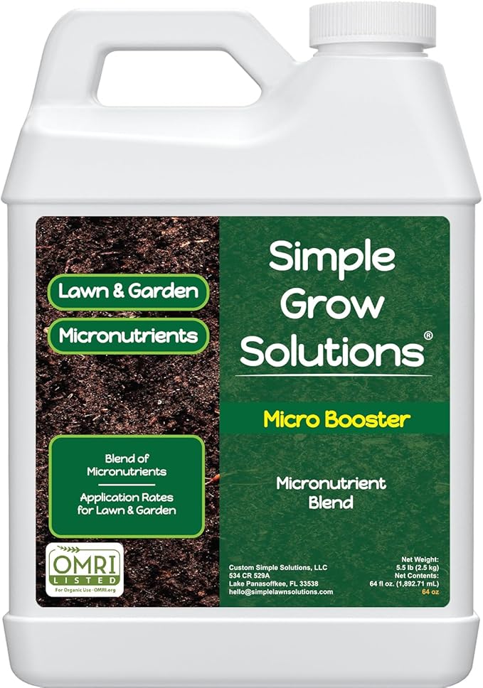 Micronutrient Booster- Complete Plant & Turf Nutrients- Simple Grow Solutions- Natural Garden & Lawn Fertilizer- Grower, Gardener- Liquid Food for Grass, Tomatoes, Flowers, Vegetables (64 Ounce)