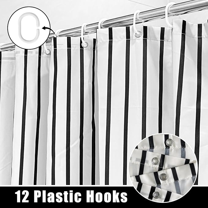 JWXCBIM Boho Mid Century Shower Curtain Set, Modern Minimalist Arch Lines Sun Abstract Aesthetics Bathroom Decor, Waterproof Fabric White Bohemian Bath Curtain with 12 Hooks 72x72 inches