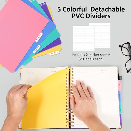 Regine Switzerland Hardcover Spiral Notebook - 8"x10" Large B5 Journal with Removable Dividers, 300 Pages, Black