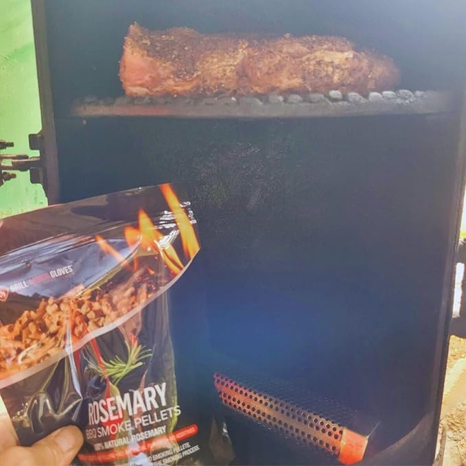 Grill Armor 100% All-Natural Rosemary Pellets for Smokers, Charcoal, Gas Grills, Smoking Gun, Mix with Other Wood Pellets – BBQ, Bake, Roast, Grill, 1lb Bag Lasts 25-30 Hours