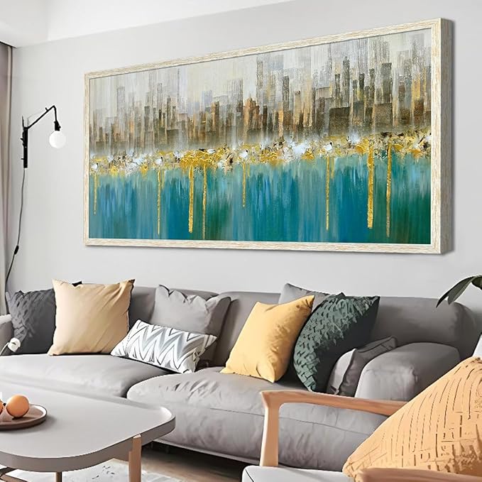Ardemy Large Framed Wall Art Abstract Canvas Modern Gold Textured Wall Decor Living Room Painting Picture Artwork Bedroom Home Office, 48"x24"
