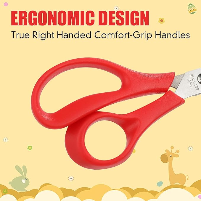 BURVAGY 36Pack 5.5" Safety Small School Kids Student Round Blunt Tip Craft Scissors Bulk, Stainless Steel Blades Comfort Grip Scissors for Kid Children Kindergarten Cutting Paper