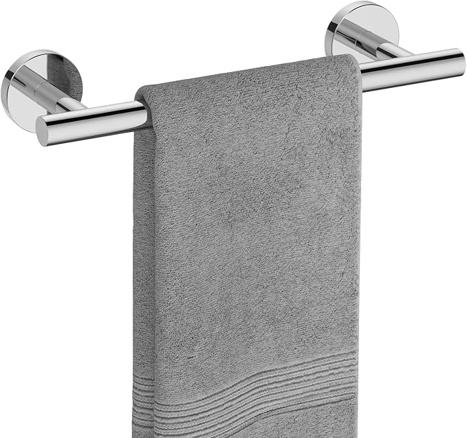 USHOWER Polished Chrome Hand Towel Bar, 9-Inch Towel Racks for Bathroom Wall-Mounted, SUS304 Stainless Steel Towel Rod (Total Length 11-Inch)