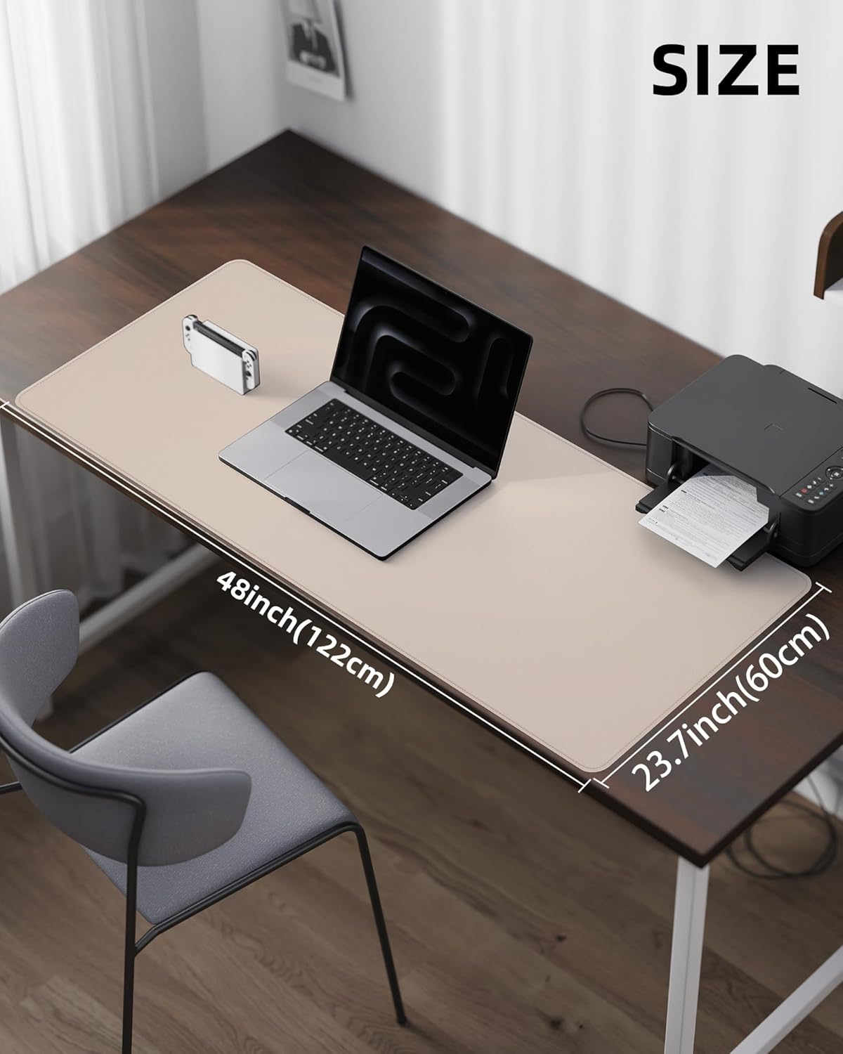 Skiennix Extra Large Desk Mat - 48"x 24" Non-Slip Pad for Office & Home - Perfect for Large Mouse Pads (Beige)