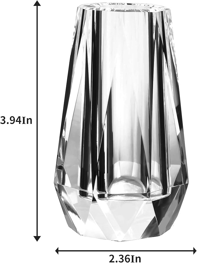 kitCom Flower Vase, Modern Mini Crystal Vase, Lead-Free Flower Vase, European Crafted for Table, Home Decoration, Wedding or Luxury Gifts, 2.4 x 2.4 x 4 Inches