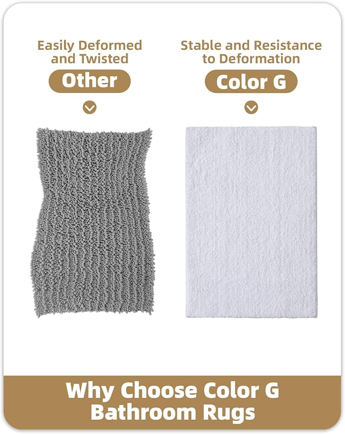 Color&Geometry Small Bath Mats for Bathroom, 16"x24" White Bathroom Rugs, Non Slip, Absorbent, Soft, Washable, Microfiber Bathmat Shower Mat Outside Shower