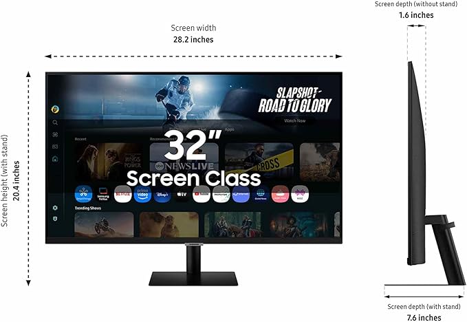 Samsung 32” Smart Monitor M7 (M70F) 4K UHD Display, Samsung Vision AI, Smart TV Apps, Gaming Hub, USB-C, HDMI and USB-A, Black, LS32FM702UNXZA, 2025
