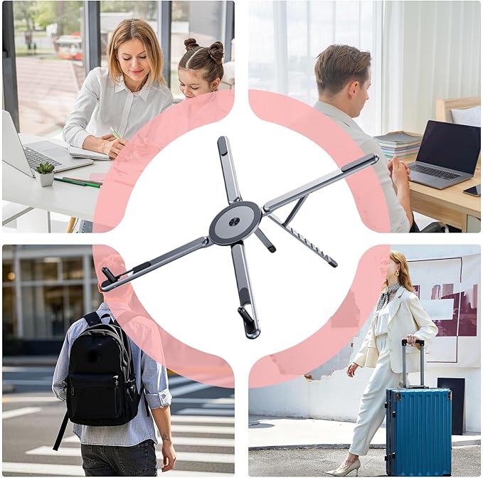 Tablet Stand - 18.15x5.8x2.1cm Magnetic Aluminum Holder | Laptop and Tablet Support, Adjustable Phone Tripod, Travel Office Desk Home Outdoor Indoor, Portable Gadget Stand, Lightweight Durable Holder