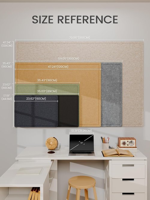 Fluxynara Cork Board Alternative - Foldable Felt Bulletin Board with 12 Adhesive Tabs | 23.6" x 17.5" - Navy Blue