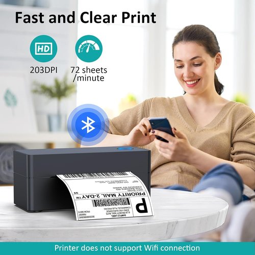 Shipping Label Printer - Skiennix 4x6 Bluetooth Thermal Printer for Small Business | Compatible with iOS, Android, Mac & Windows - Navy Blue