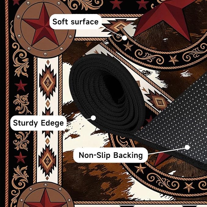 Vintage Star Rugs Non Slip Rustic Farmhouse Floor Mat Washable Carpet for Bedroom Living Room Nursery Playroom Classroom Home Decor,6'x9'