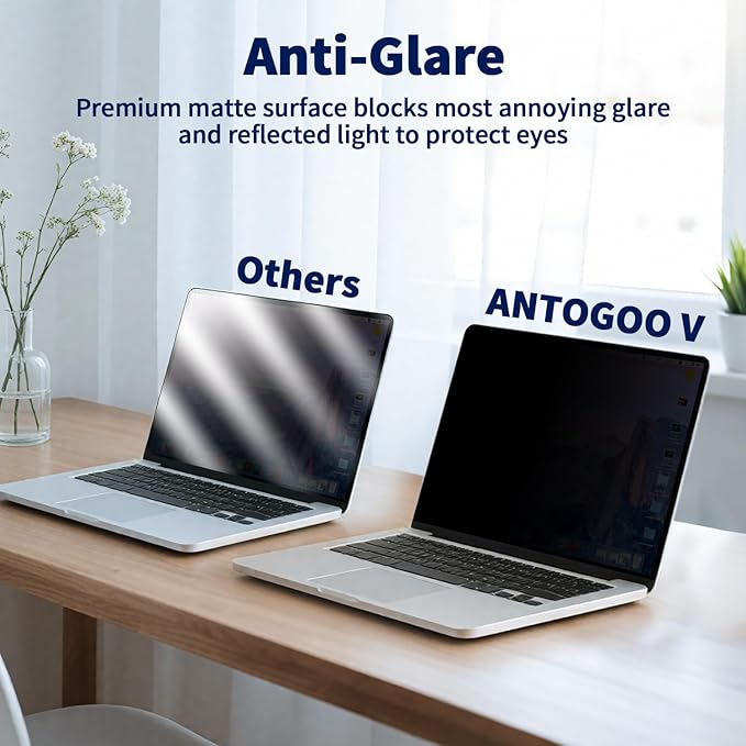 Magnetic Laptop Privacy Screen 16 Inch 16:10, Removable Matte Anti Glare Blue Light Filter - Computer Privacy Shield for 16" with 1920x1200 Resolution Laptop