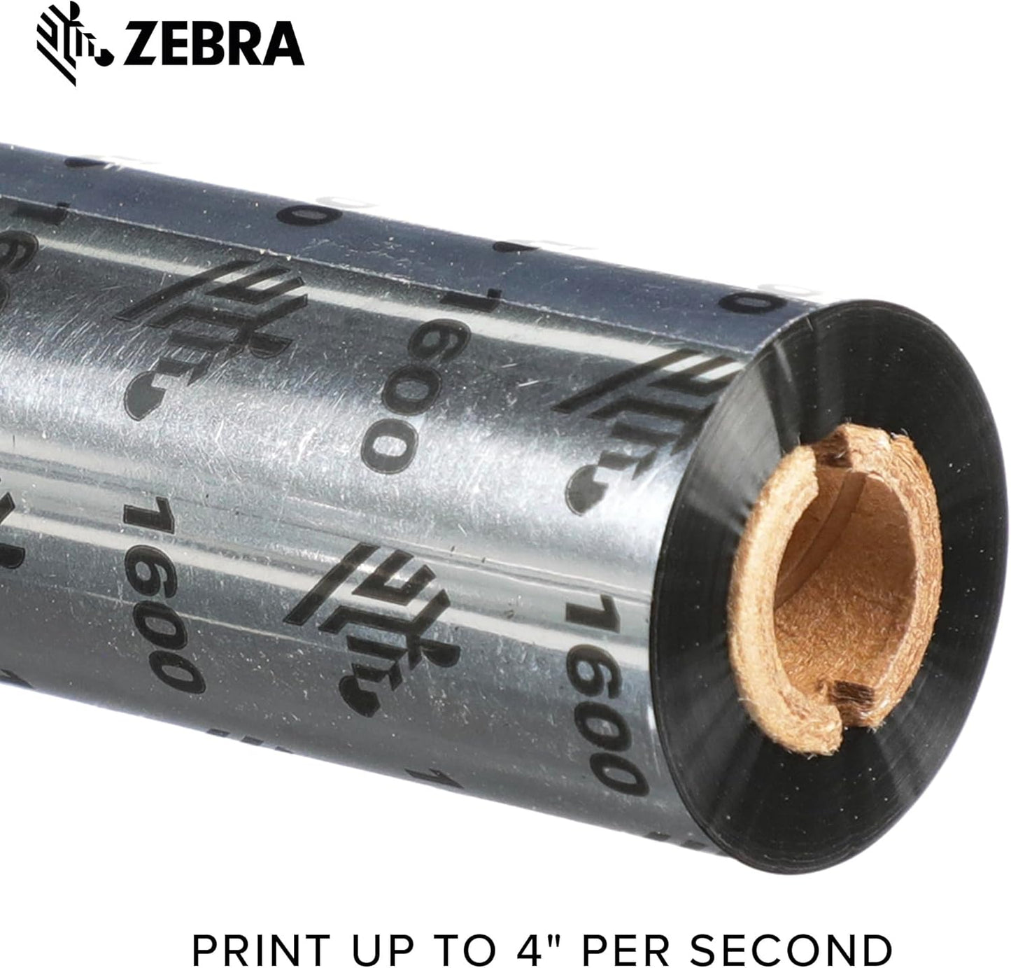 Zebra Black Wax Ribbon - Thermal Transfer Printer Compatible - 4.33" Width, 242 ft Length, 0.5" Core | Pack of 6 Rolls