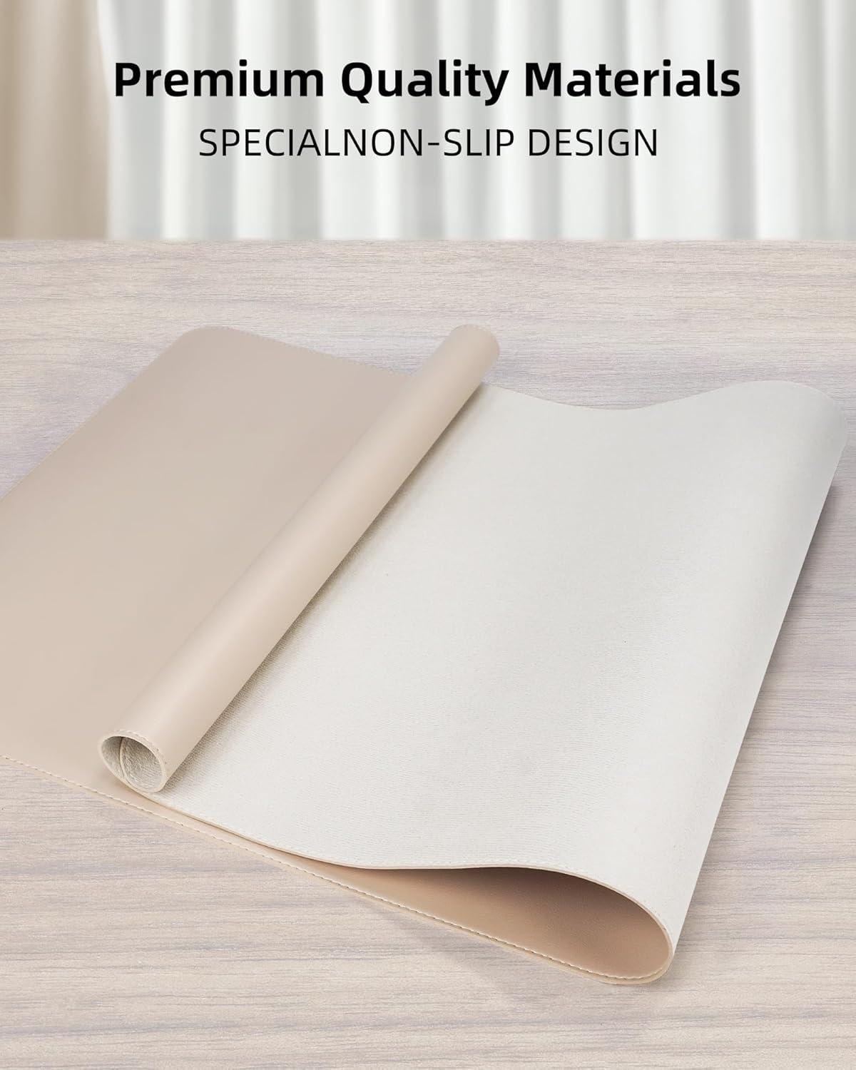 Skiennix Extra Large Desk Mat - 48"x 24" Non-Slip Pad for Office & Home - Perfect for Large Mouse Pads (Beige)