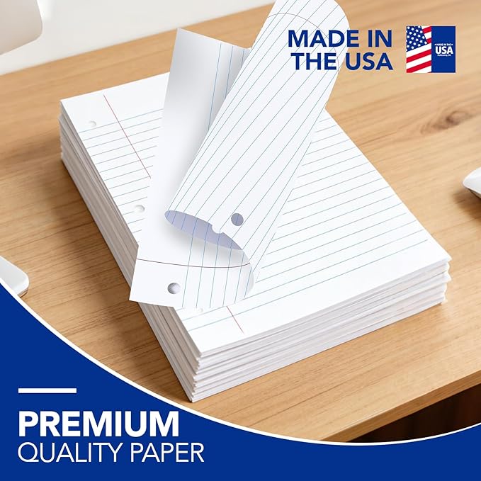 Kaisa Notebook Paper 24 Pack 8x10.5 College Ruled Loose Leaf Paper Filler Paper for 3-Ring Binder Paper 125 Sheets/Pack Notebook Paper 3-Hole Punched Lined Paper(24Pack-college)