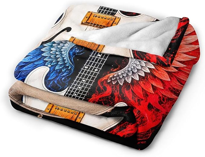 Guitar Blanket Music Throw Blanket Musical Instrument Soft Cozy Fleece Fuzzy Stuffed Plush Flannel Gifts for Girls Women Boys Kids Adults 60"X80"