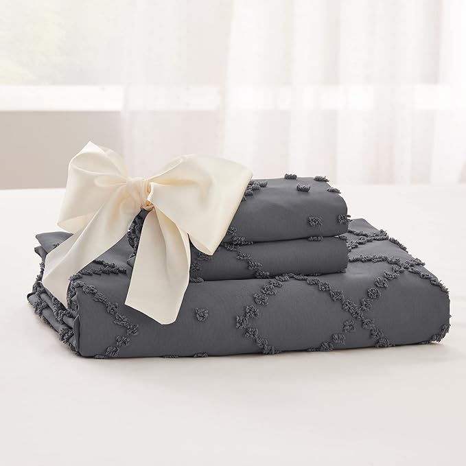 Bedsure Boho Duvet Cover King Size - Dark Grey Breathable & Soft Boho Bedding, Machine Washable Comforter Cover for All Seasons, Includes 1 Duvet Cover 104"x90" with 2 Pillow Shams & Zipper Closure