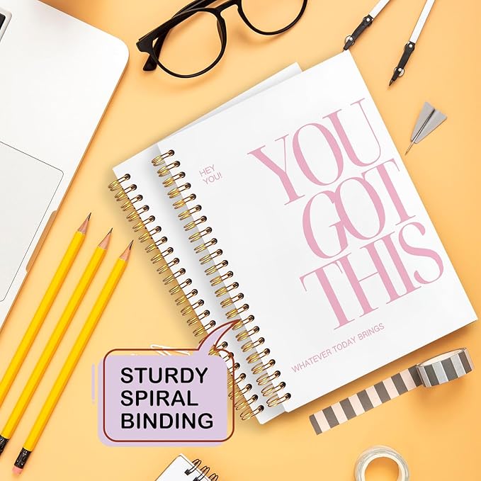 Yhtrg You Got This Inspirational Notebooks Journal, White Motivational Spiral Journal Notebook for Women, White Motivational Positive Notebooks for Office School Supplies, 5.5x8.3 Inch