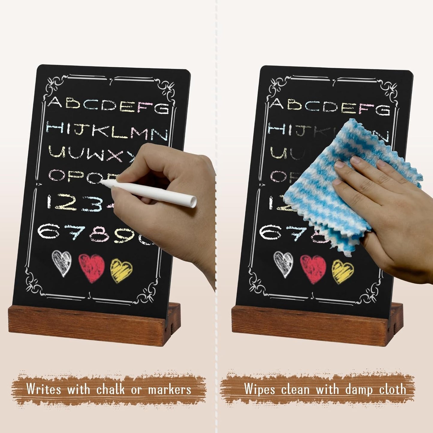 Vintage 3Pcs Mini Tabletop Chalkboard Signs - Double-Sided 5"x8" Food Labels with Stand for Party Buffet