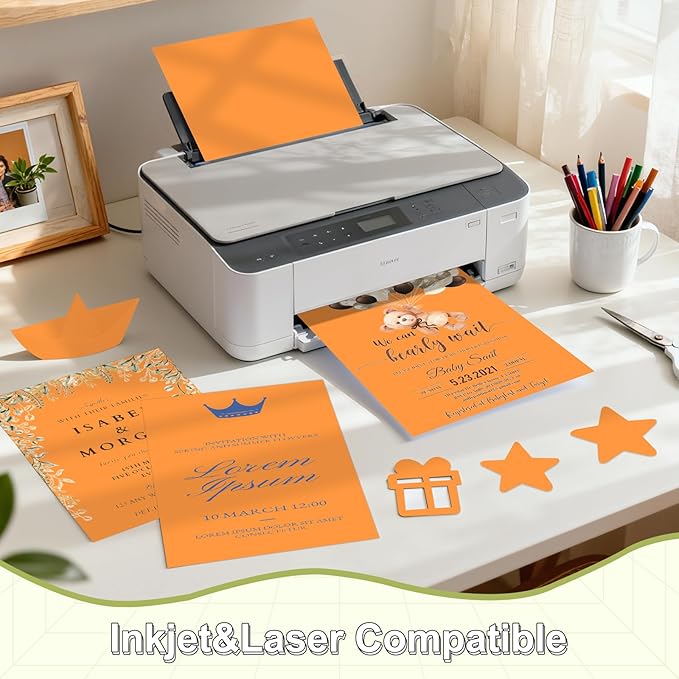 40 Sheets Cardstock 8.5x11, 65lb Fluo Orange Card Stock, Construction Paper, 180gsm Thick Printer Paper for Printing, Painting, Card Making, Kids School Supplies,Party Decorations