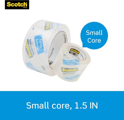 Scotch Heavy Duty Packaging Tape - Strong Seal for Packing & Shipping | 1.88" x 22.2 yd, Clear, 1 Roll with Dispenser