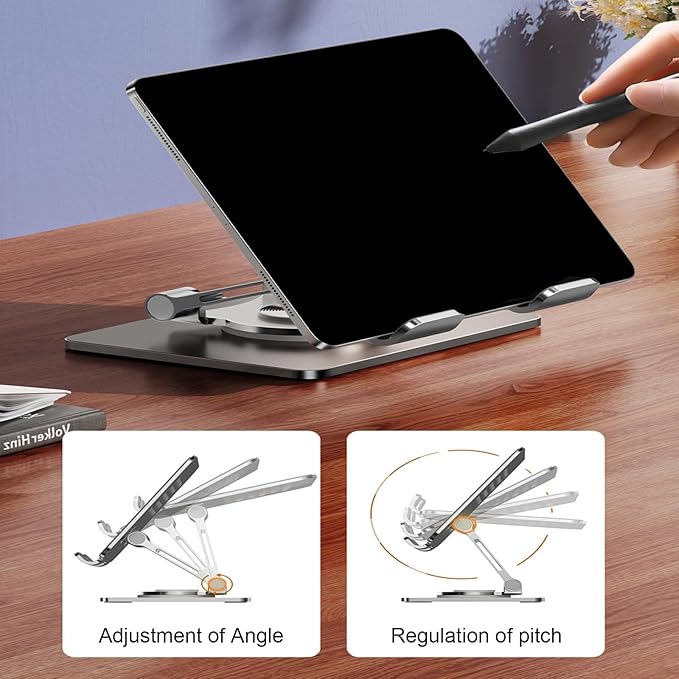 Ywmsfl Tablet Holder Stand 360 Degree Rotatable Portable Foldable Desktop Bracket for Tablet Laptop Desktop Holder Secure Desk Mount