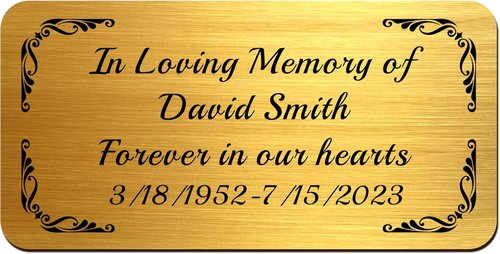 Engraved Name Plates for Urns - Custom Brass Plaque | 2" x 4" Personalized Trophy Plate - Gold