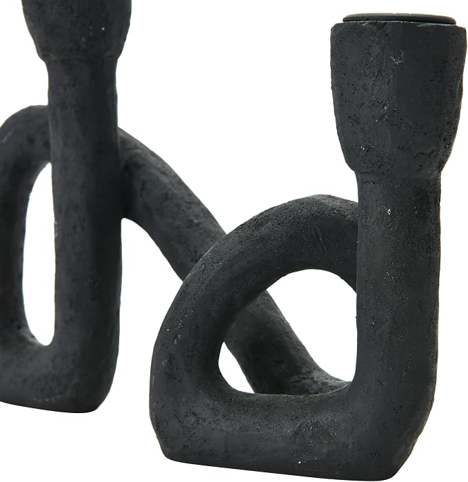 Bloomingville Decorative Resin Double Taper Candle Holder, Black