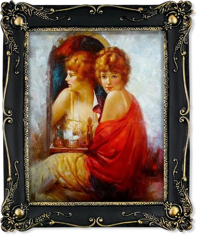 SIMON'S SHOP Black Wall and Table-top Picture Frames 8x10, Vintage 8x10 Picture Frame with Glass Cover, Antique Gothic Style Photo Frame