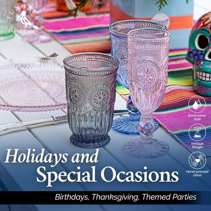 Smokey Black Highball Glasses Set of 6 —10 oz Tall Drinking Glasses