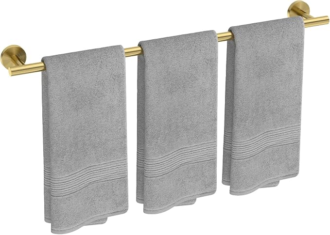 USHOWER Light Gold Bath Towel Bar, 30-Inch Towel Racks for Bathroom Wall-Mounted, SUS304 Stainless Steel Towel Rod (Total Length 32-Inch)