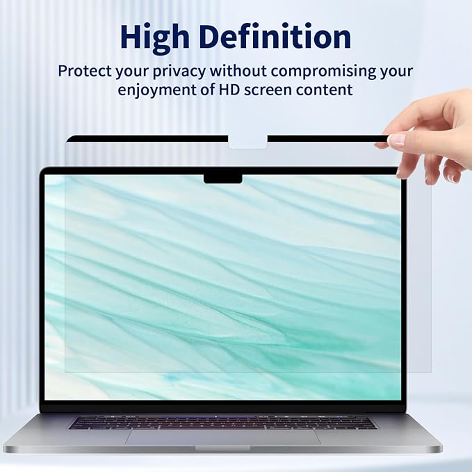 Magnetic Laptop Privacy Screen 16 Inch 16:10, Removable Matte Anti Glare Blue Light Filter - Computer Privacy Shield for 16" with 1920x1200 Resolution Laptop