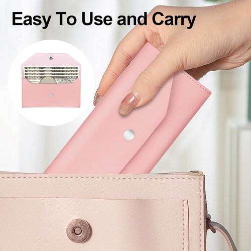 Pu Leather Cash Envelope Wallet - Reusable Cash Stuffing Wallet for Men & Women | Pink