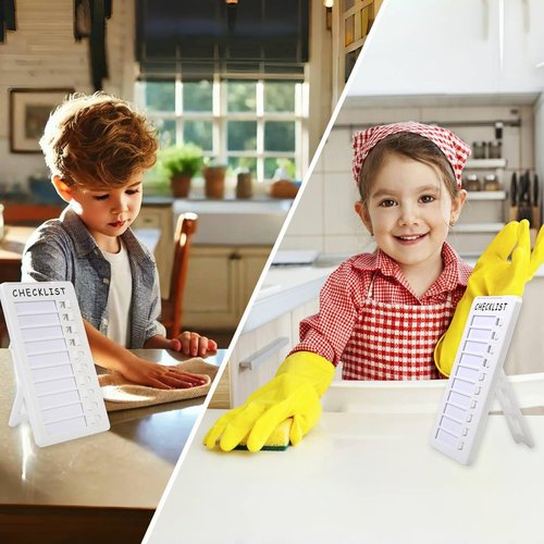 Dry Erase Chore Chart - Standable Whiteboard Checklist for Kids' Routines with Pen