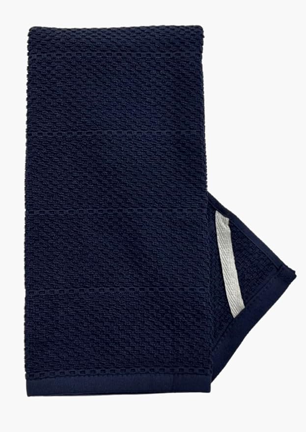 Serafina Home Navy Blue Kitchen Dish Towels: 100% Cotton Cloth Soft Cleaning Drying Absorbent Textured Terry Loop, Set of 3 Multipurpose for Everyday Use Brand