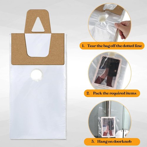 Henoyso Clear Door Hanger Bags - 1000 Pcs Waterproof Plastic for Flyers & Notices | 6 x 9 Inch