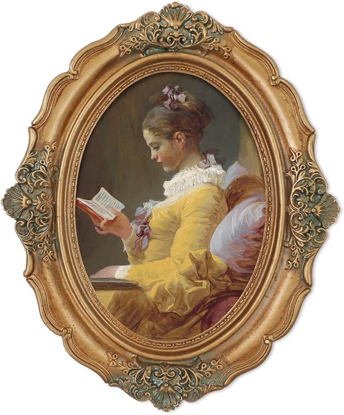 SIMON'S SHOP Gold Picture Frames 5x7 for Wall and Tabletop, Vintage Oval 5x7 Photo Frame, Rococo Style Home Room Gallery Wall Décor