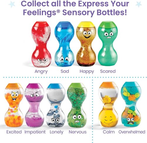 Hand2Mind Sensory Bottles - Opposite Emotions for Toddler Mindfulness | Quiet Fidgets for Classroom