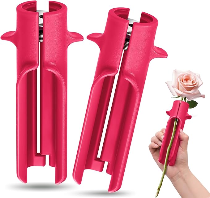 Lasnten 2 Pcs Rose Thorn Stripper Tool Thorn Remover for Roses Leaf Stripper Tool Flower Stem Cleaner Cutter to Removal Leaf for Home Flower Shop Gardening Floral Arrangement (Rose Red)