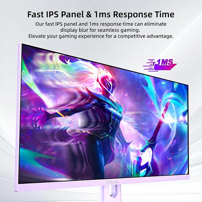 27 inch Gaming Monitor, 180Hz Computer Monitor QHD 1440P Fast IPS Panel Pc Monitor, sRGB100%,1ms, DisplayPort/HDMI/Eye Care/Wall Mount Compatible-Purple