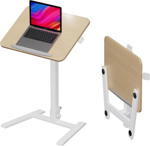 Alawooder 25-Inch Mobile Folding Desk - Pneumatic Sit-Stand Height Adjustable 29-42” for Home Office & Study