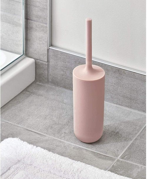 iDesign Cade Toilet Bowl Brush Set - Blush Bathroom Cleaning Tool with Holder (2 Pack)