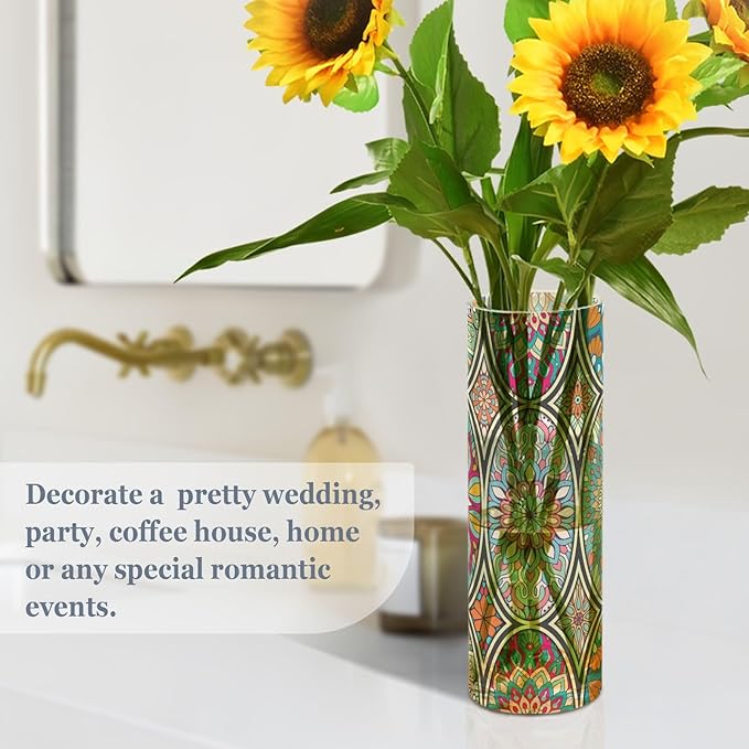 Vase Plastic Vase Elegant Cylinder Flower Vase Shatterproof Decorative Centerpiece for Home Table Office Weddings Events (11.8 x 3.9 in)