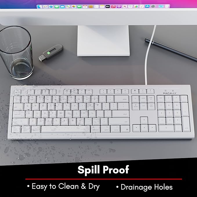 Macally Extended Wired Keyboard and Mouse Combo, Ergonomic Comfort