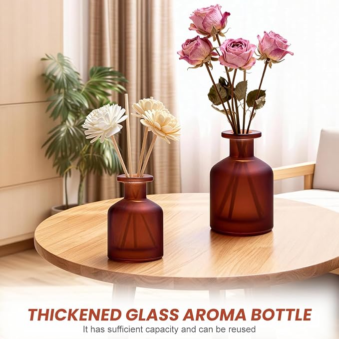 1PCS 130ml/4.3oz Empty Refillable Glass Diffuser Bottle Diffuser Jars Aromatherapy Storage Container Fragrance Accessories Use for DIY Replacement Diffuser Sticks Crafts Decor (Amber Red)